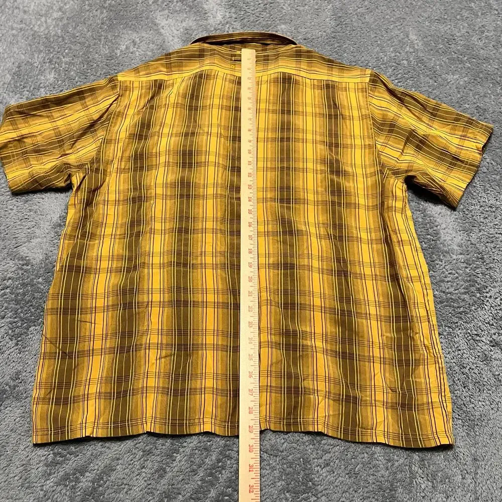 The North Face Shirt Mens XXL Yellow Brown Short Sleeve Performance Button Hike